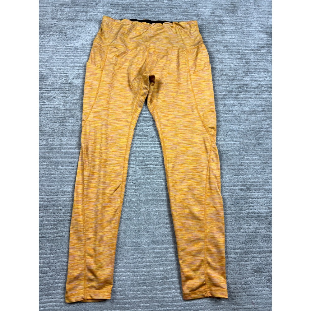 ODODOS Leggings Womens L Orange Yellow Space Dye High Rise Athletic Pockets